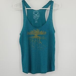 Teal Blue Sleeveless Graphic Tank Top